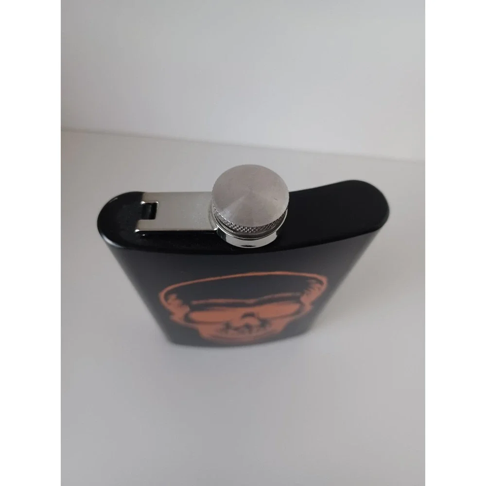 Orange And Black Halloween Holiday Seasonal Skull Flask Drinkware